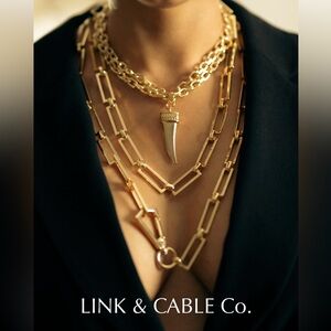 NWT - Gold Plated Chunky Necklace with oversized 18K clasp